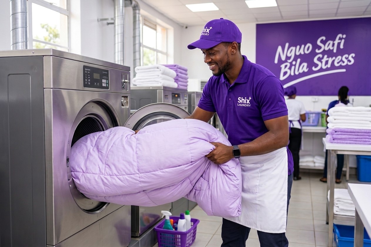 Duvet being washed