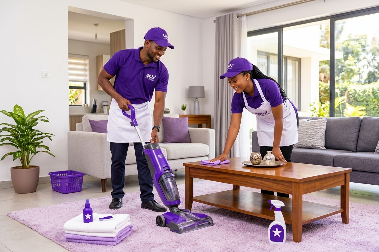 Cleaning team working in a home